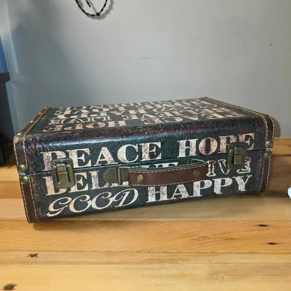Vintage Style Inspirational Typography Decorative Storage Trunk Suitcase Box
